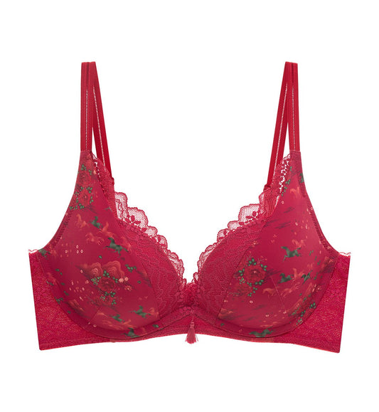 Triumph Feifei Ruan Collaboration Wirefree Push Up Deep V Bra (Rosso Masai)