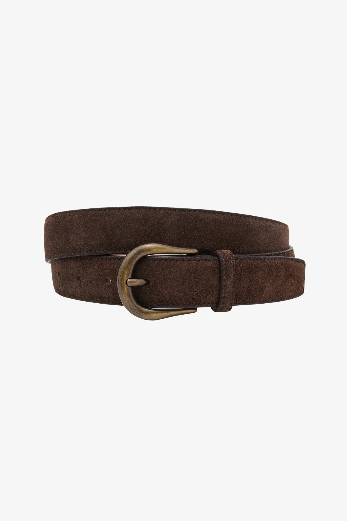 Anthony Squires Suede Belt D Ring with Antique Brass (Brown)