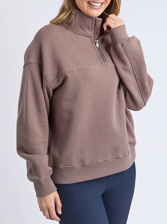 FOXWOOD COLLEGE ZIP CREW (Mocha)