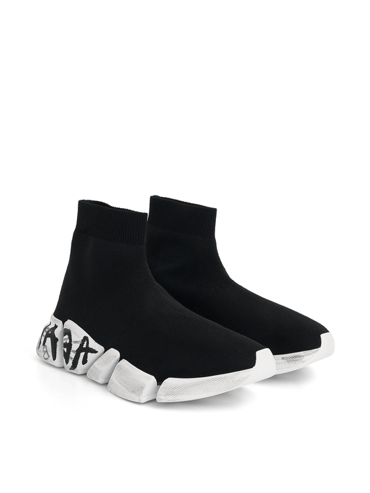 BALENCIAGA Speed 2.0 Graffiti Knit (Black White)