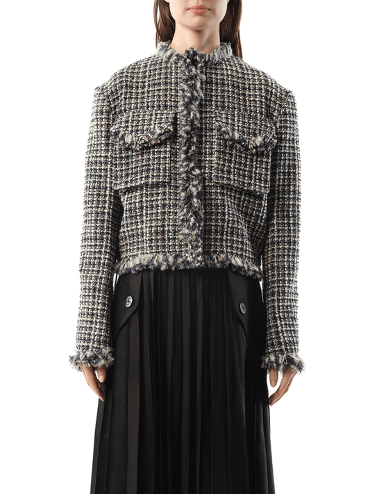 Image of Coats & Jackets. Productname: SACAI Tweed Jacket in WHITE colour by brand - SACAI