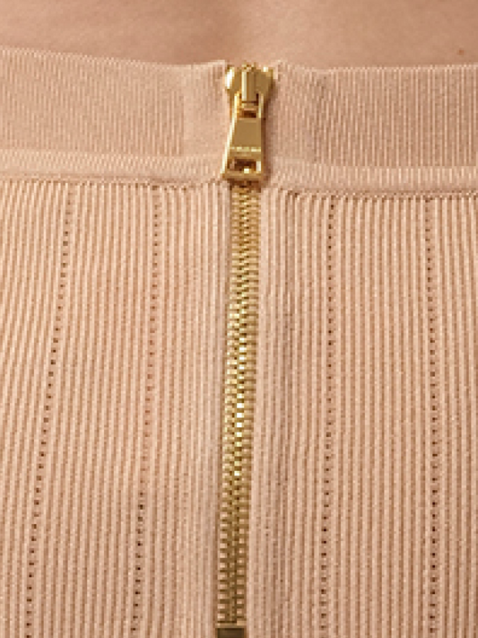 BALMAIN 2 Pockets Buttoned Knit Short Skirt (Nude Rose)