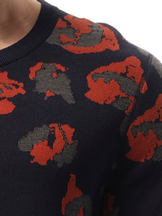 LANVIN Leopard Jacq Sweatshirter (Navy)