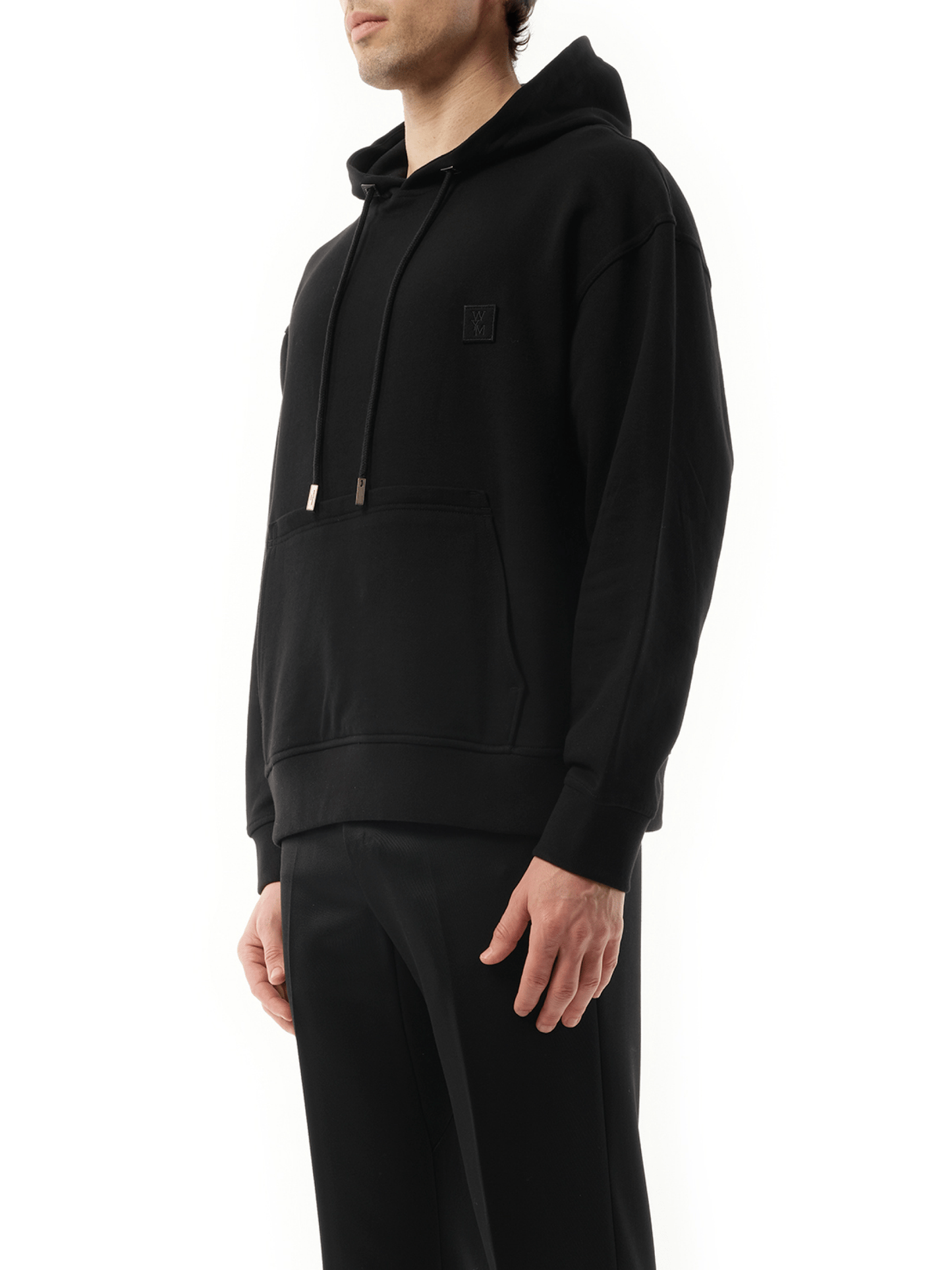WOOYOUNGMI Metallic Print Hoodie (Black)