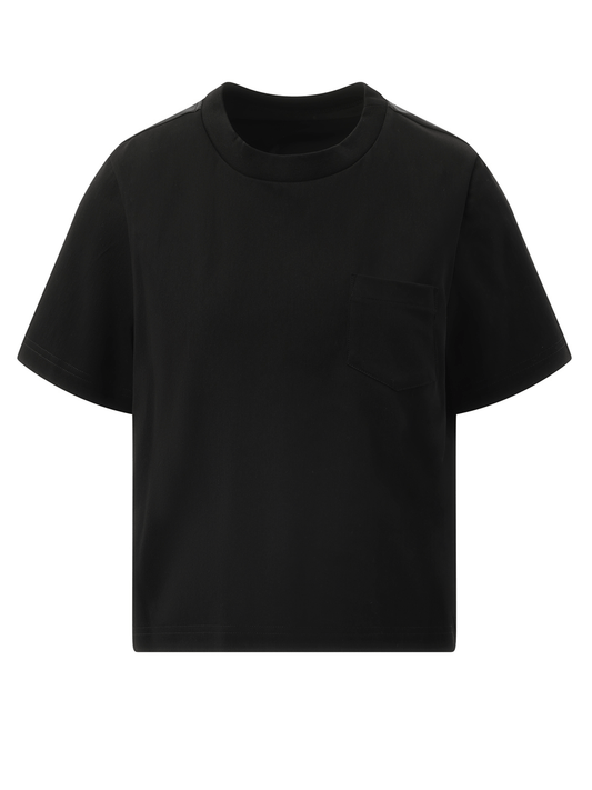 SACAI Nylon Twill Mix Cotton Jersey T-Shirt (Black)