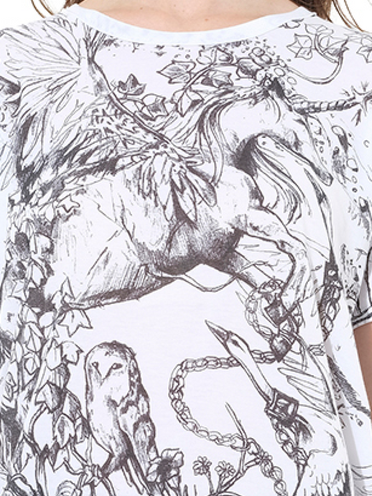 ALEXANDER MCQUEEN Unicorn Dreams T-Shirt (White)