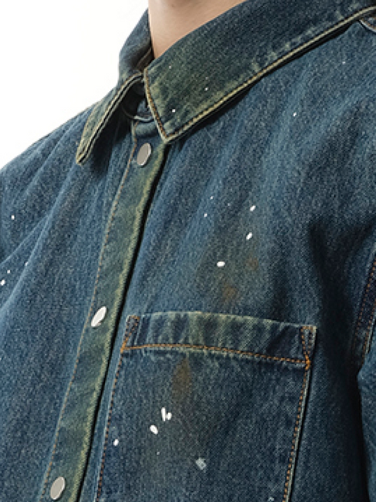 HELMUT LANG Women Painted Denim Shirt (Blue)