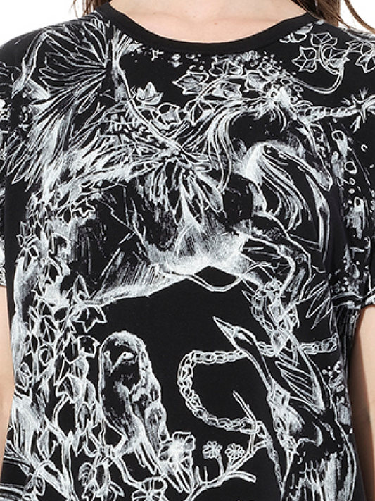 ALEXANDER MCQUEEN Unicorn Dreams T-Shirt (Black White)