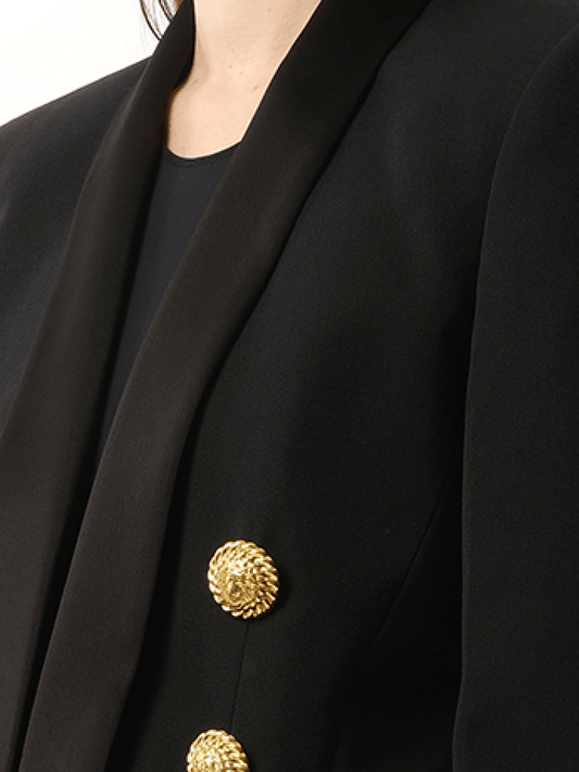BALMAIN 6 BTN Satin GDP Jacket (Black)