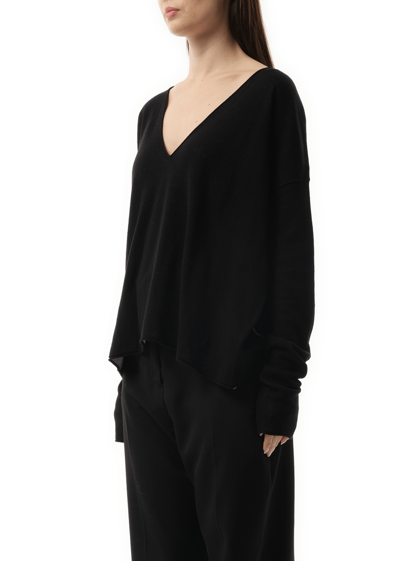 FAX COPY EXPRESS Double-sided V Neckline Sweater (Black)