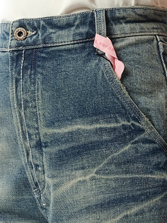 FAX COPY EXPRESS Washed Straight-Cut Jeans (Blue)