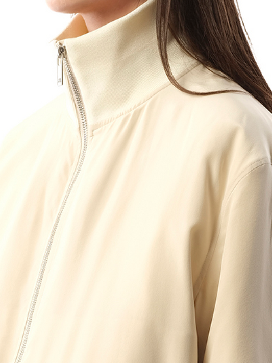 HELMUT LANG Silk Zip Bomber Jacket (Brown)