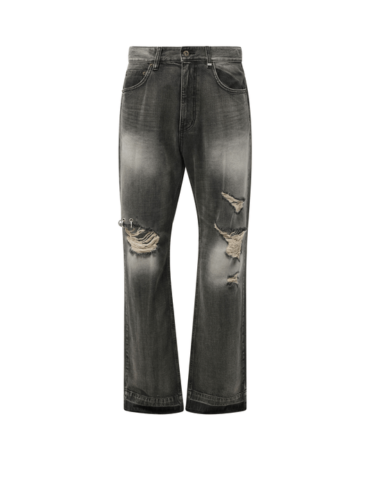 WE11DONE Distressed Denim Jeans (Black)