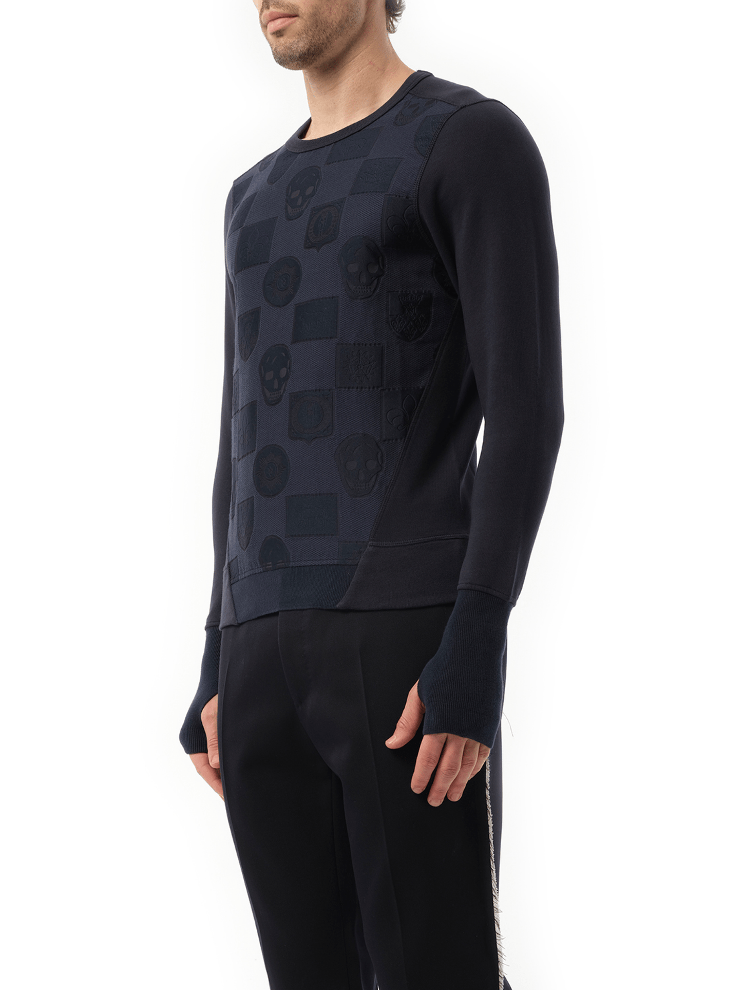 ALEXANDER MCQUEEN Jacquard Front Sweatshirt (Navy)