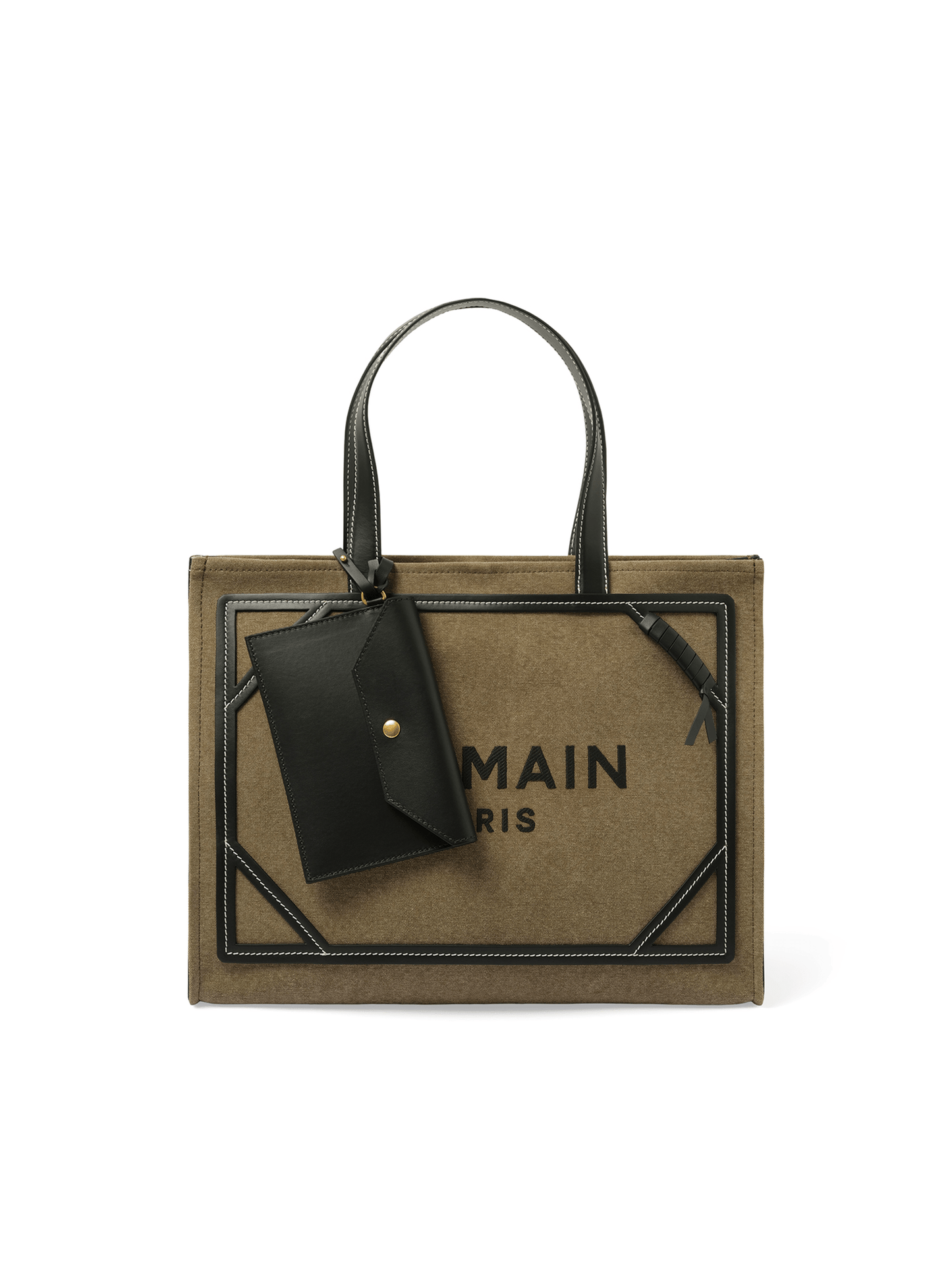 BALMAIN B-Army Medium Canvas Shopper Bag (Green)
