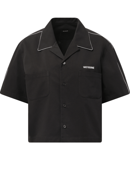 WE11DONE Short-Sleeved Convertible Shirt (Black)