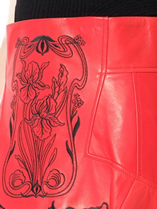 ALEXANDER MCQUEEN Mini Skirt (Red Black)