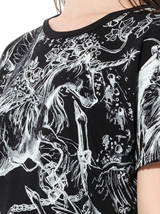 ALEXANDER MCQUEEN Unicorn Dreams T-Shirt (Black White)