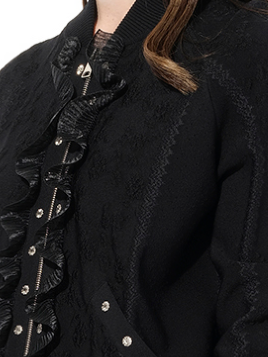 ALEXANDER MCQUEEN Flower Jacquard Bomber Jacket (Black)