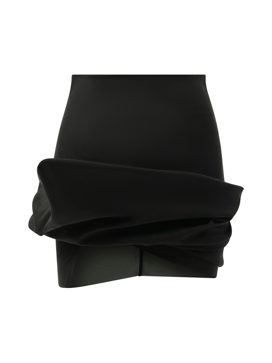 RICK OWENS Denim Draped Mini Skirt (Black)