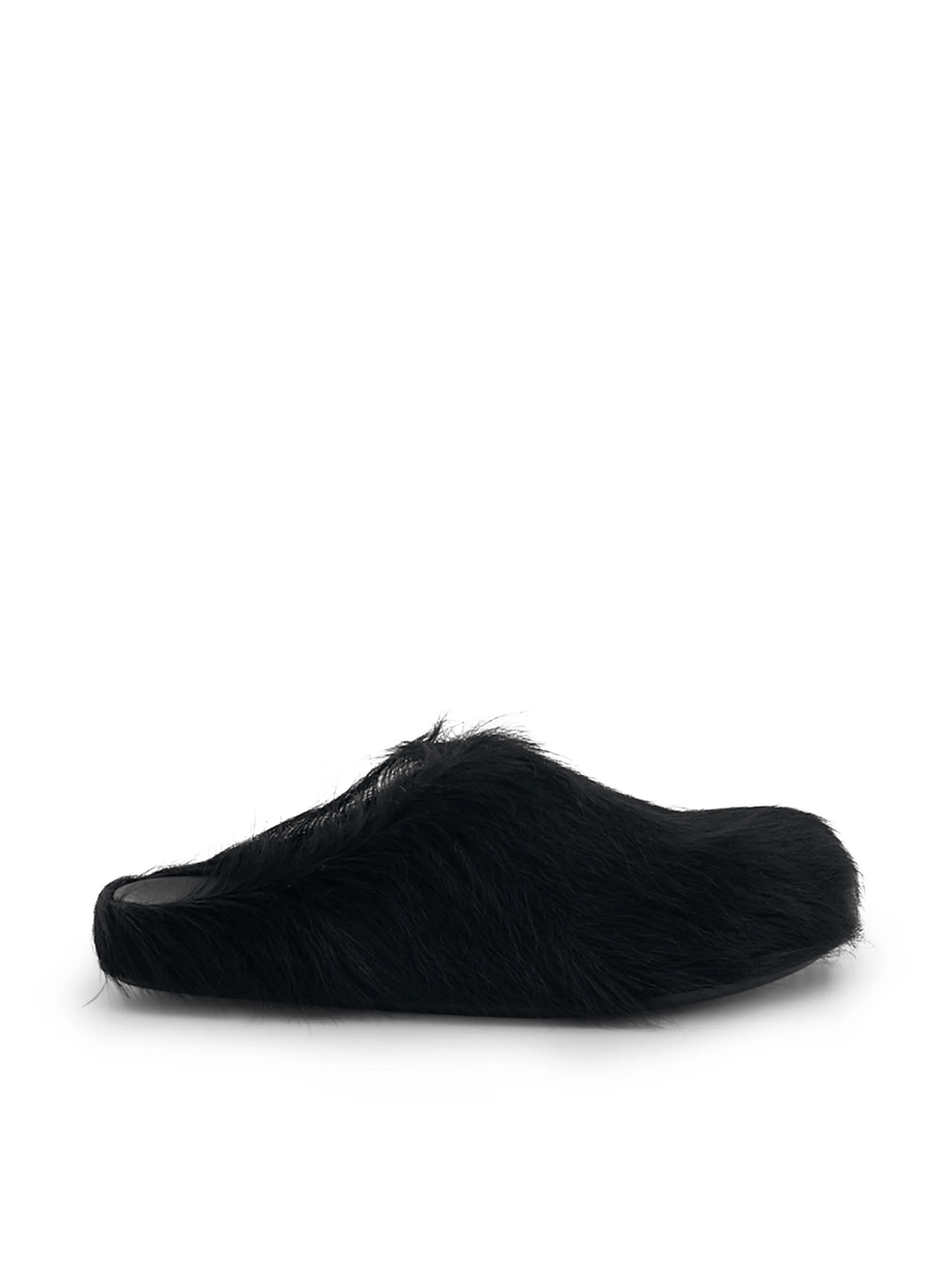Image of Hair Accessories. Productname: MARNI Fussbett Long Hair Calfskin Sabot in Black colour by brand - MARNI