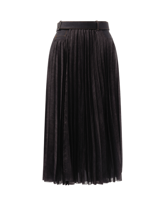SACAI Denim Mix Pleat Skirt (Indigo)