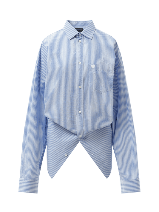 BALENCIAGA Long Sleeve Knotted Shirt (Blue White)