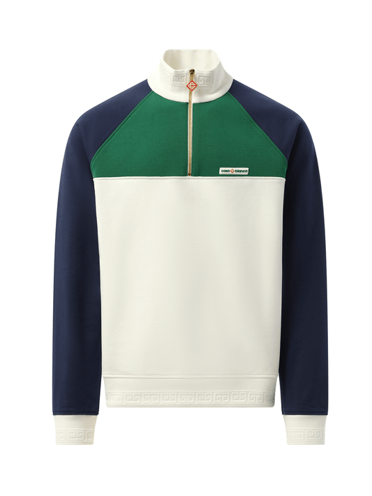 CASABLANCA Quarter Zip Colourblock Sweatshirt (Green)