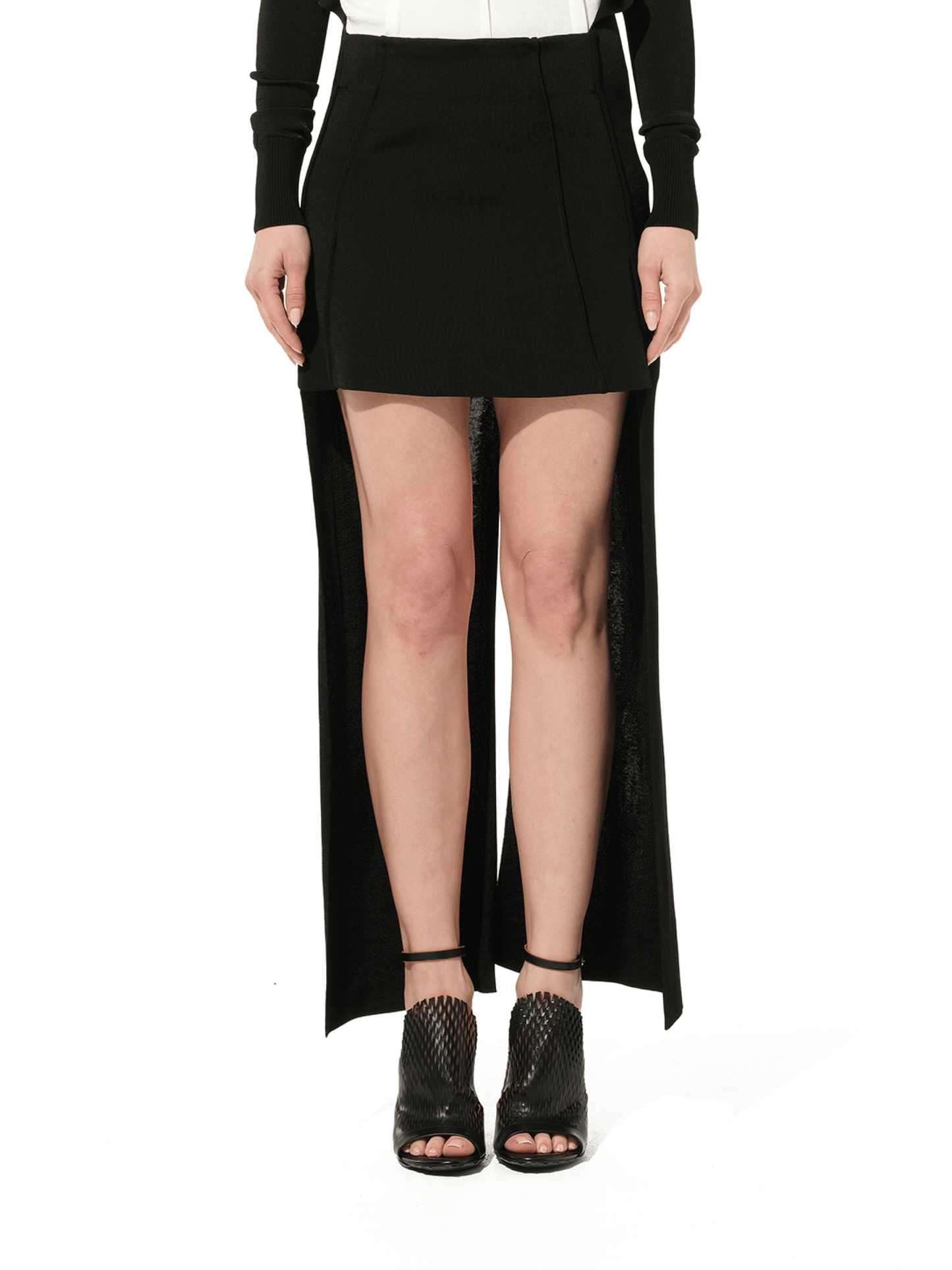 Image of a model wearing Skirts. Productname: CHLOE Back Panel Skirt in Black colour by brand - CHLOE