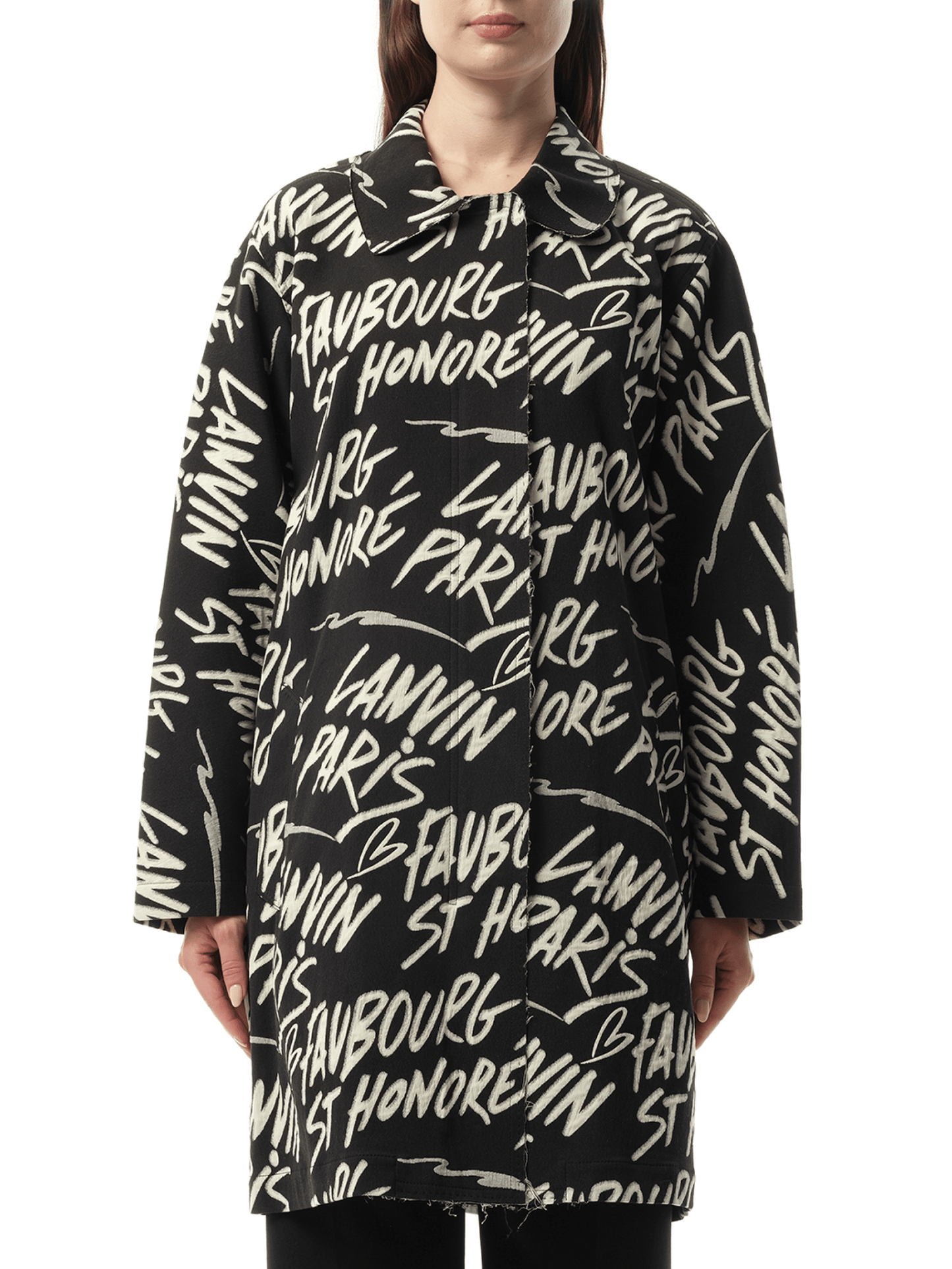 Image of a model wearing Outerwear. Productname: LANVIN Coat in Black colour by brand - LANVIN