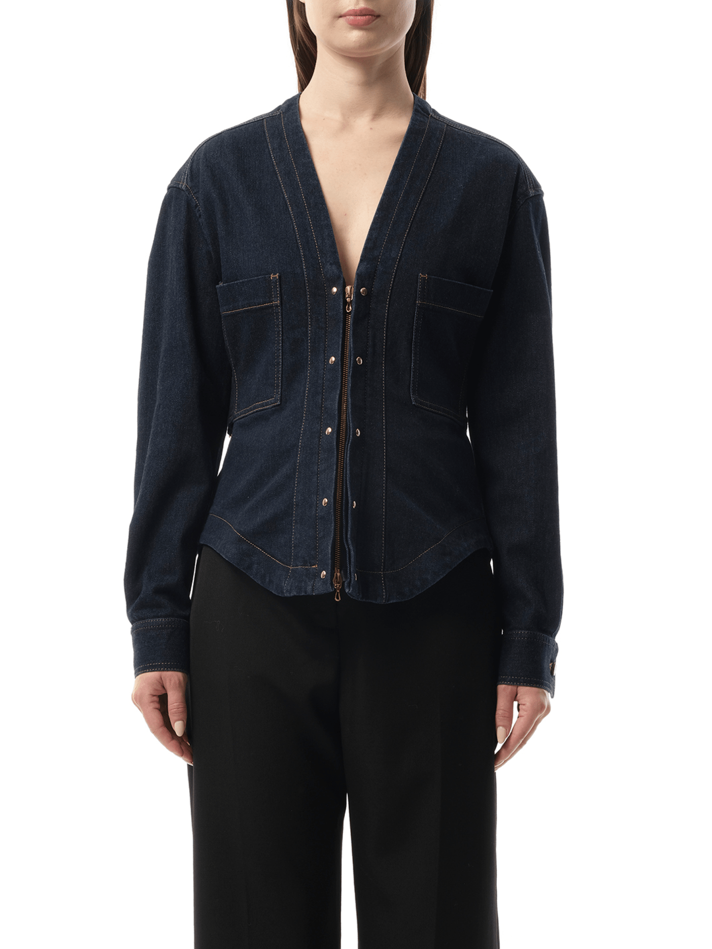 Image of a model wearing Outerwear. Productname: LANVIN Jacket in Indigo colour by brand - LANVIN