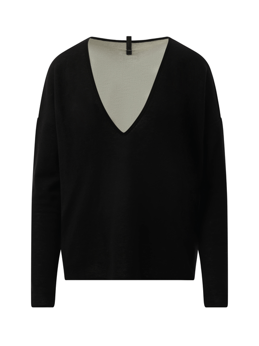 FAX COPY EXPRESS Double-sided V Neckline Sweater (Black)