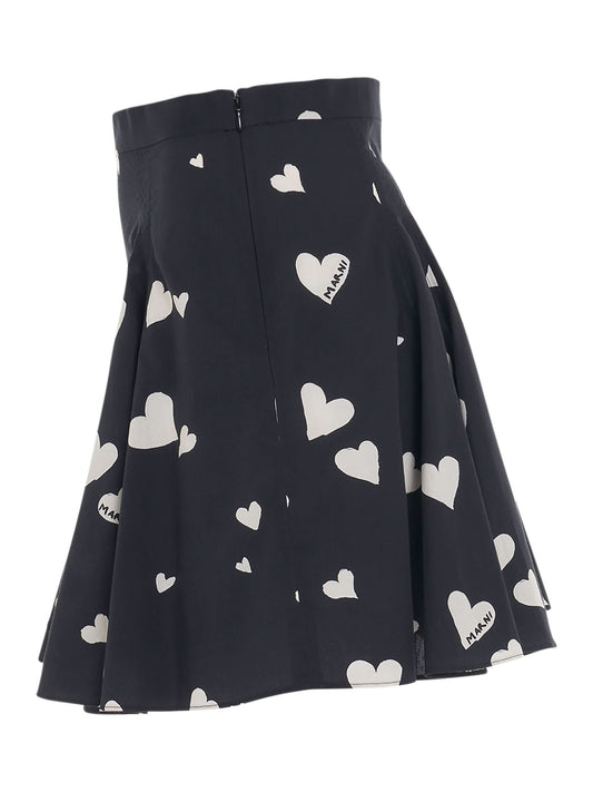 MARNI Heart-Printed Mini Skirt (Black)