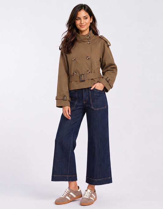 132 Fashion Georgie Trench Jacket Choc (Chocolate)