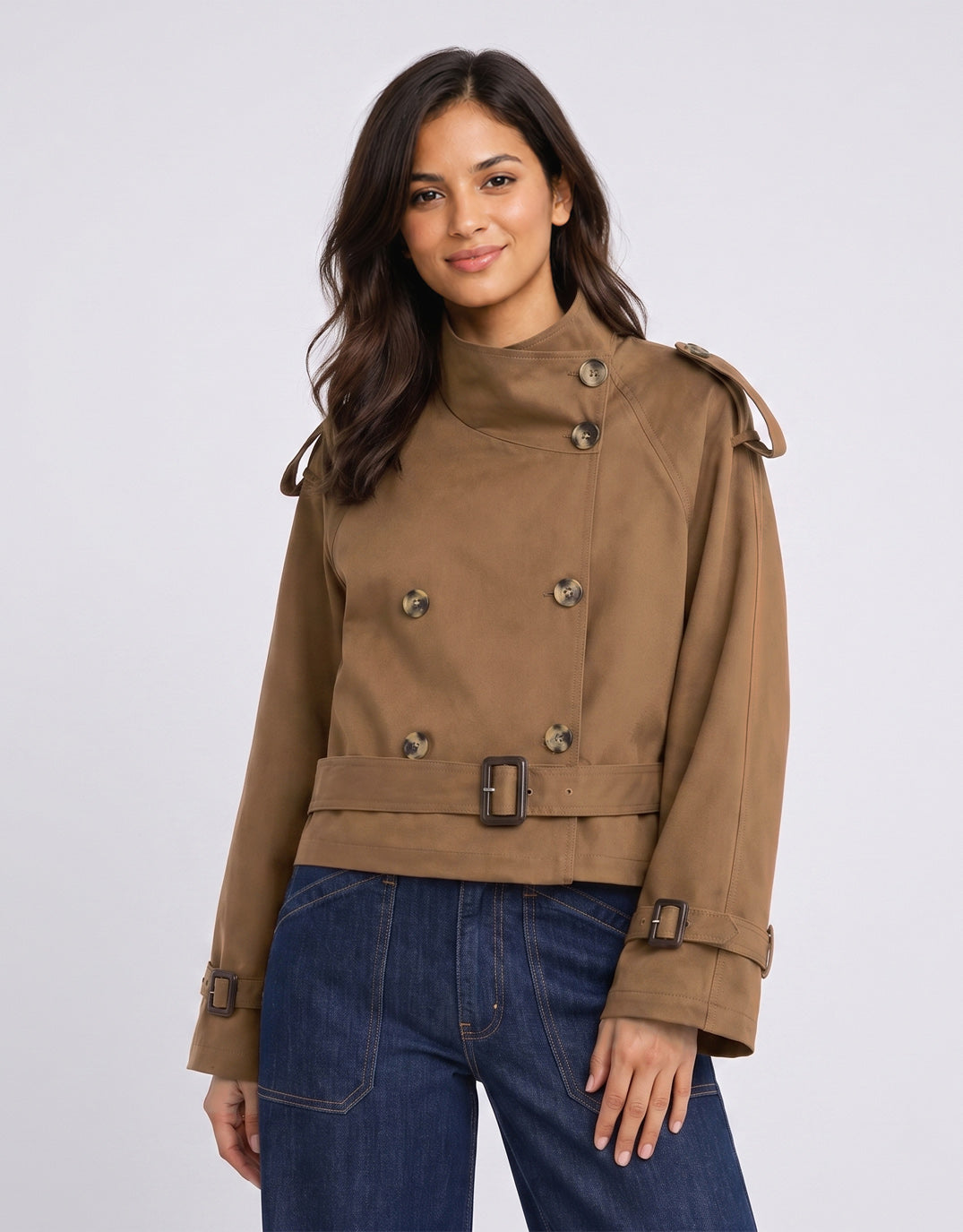 132 Fashion Georgie Trench Jacket Choc (Chocolate)