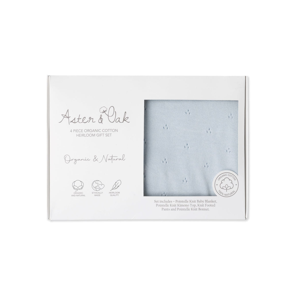 Heirloom Knit 4 Piece Gift Set - Blue