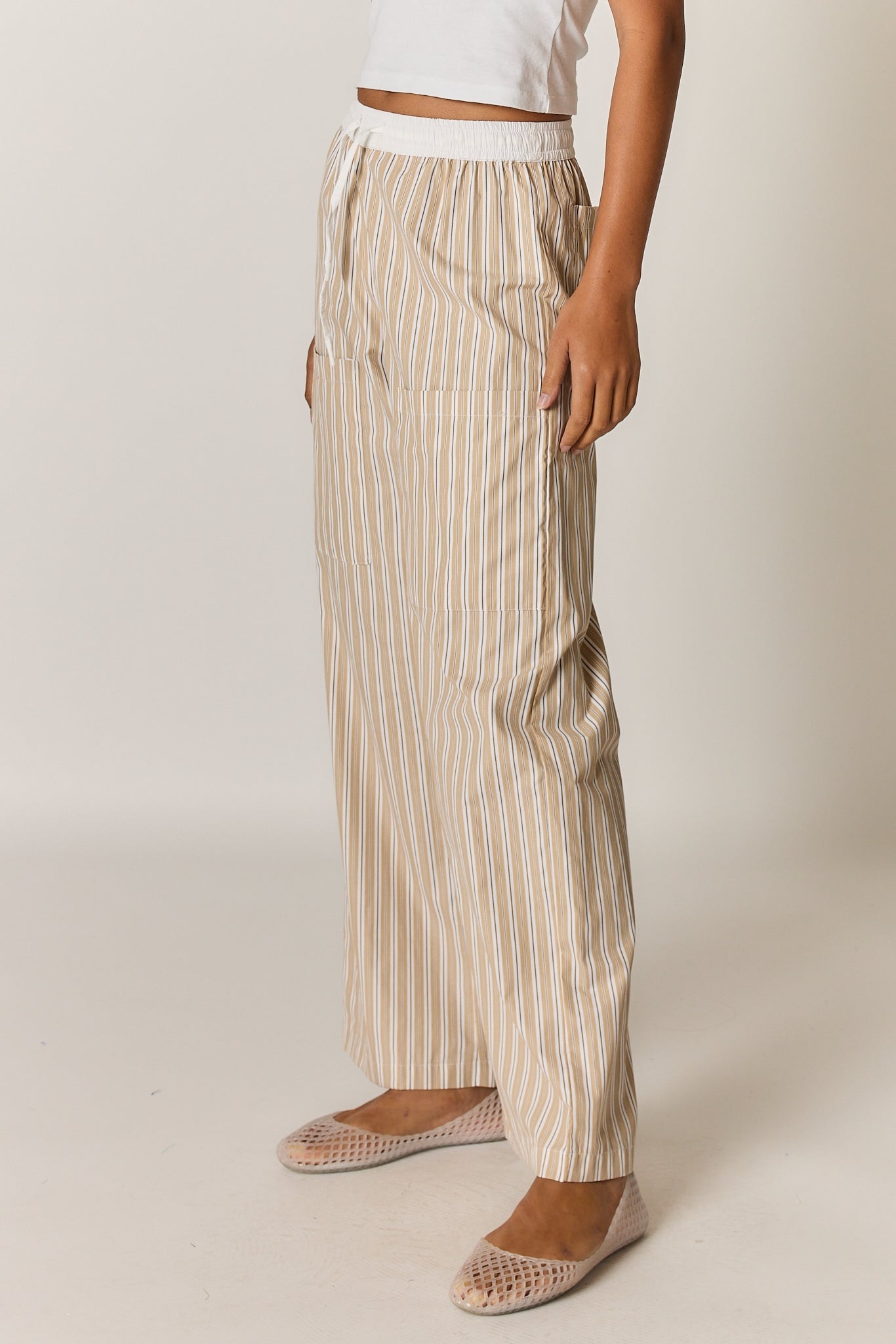 Giliann Alma Pocket Pant Stripe (Tan)