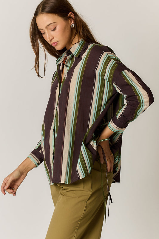 Giliann Joni Shirt Stripe (Burgundy)
