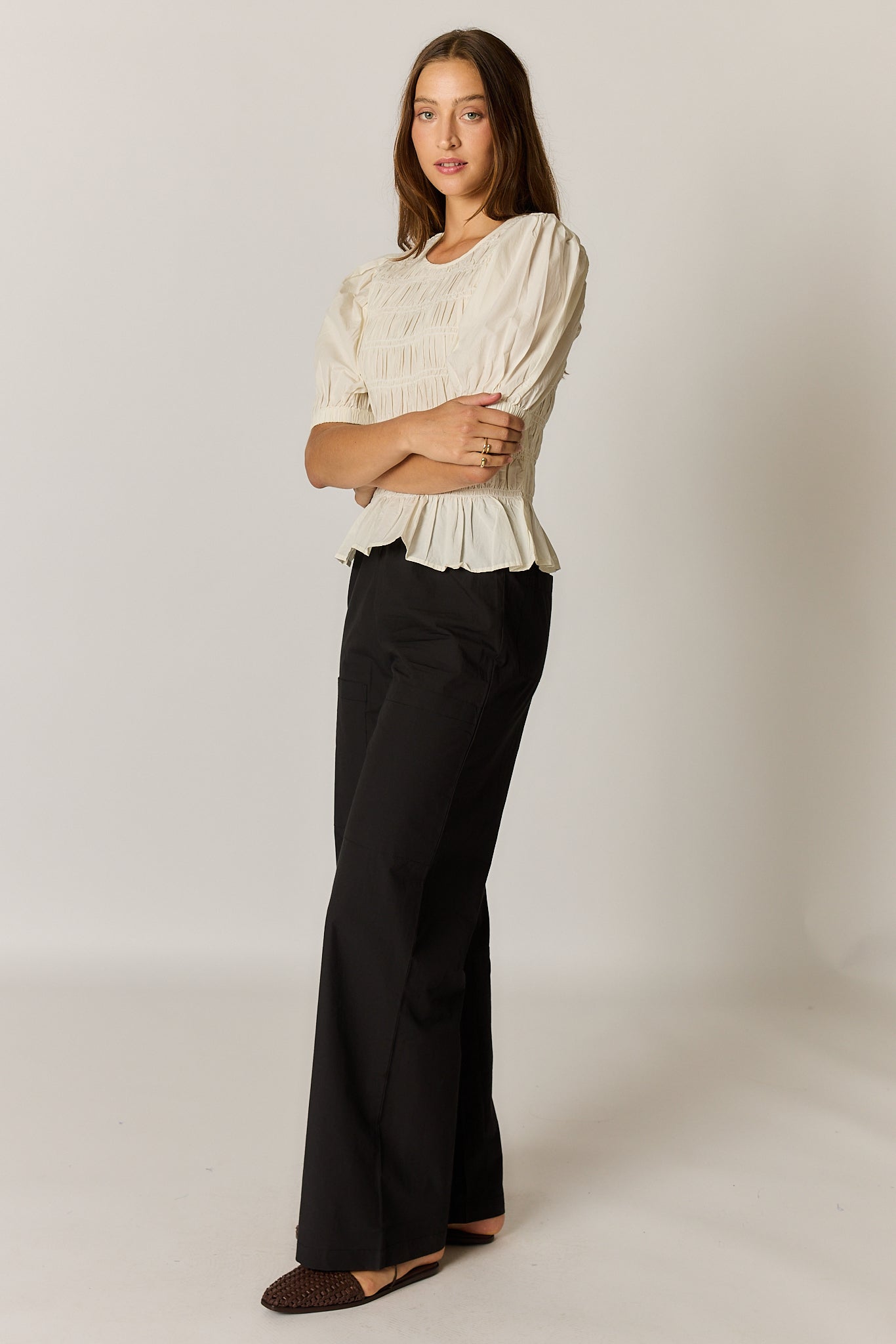 Giliann Pyke Shirred Top Coconut (Red)