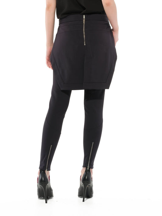 GIVENCHY Layered Skirt Pants with Zip (Black)