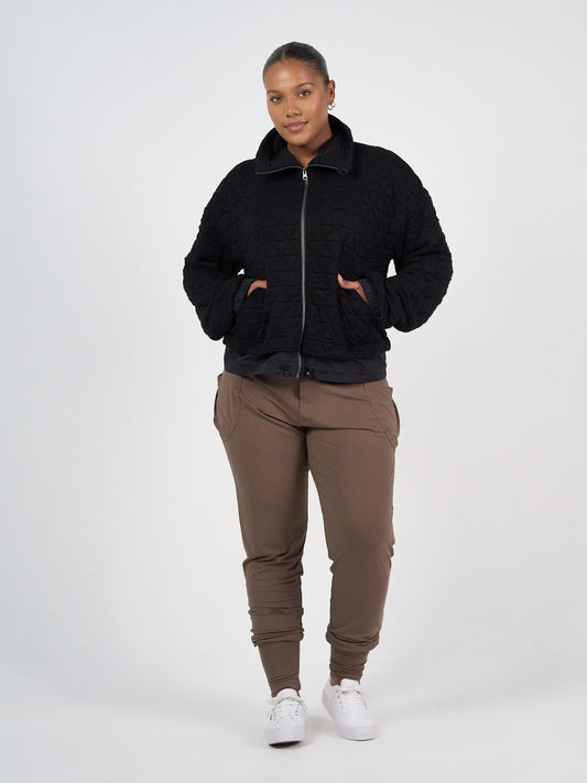 Lou Lou Grace Quilted Bamboo Zip Up Jacket (Black)