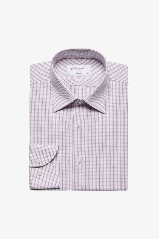Anthony Squires Gus Formal Shirt Minicheck (Burgundy)