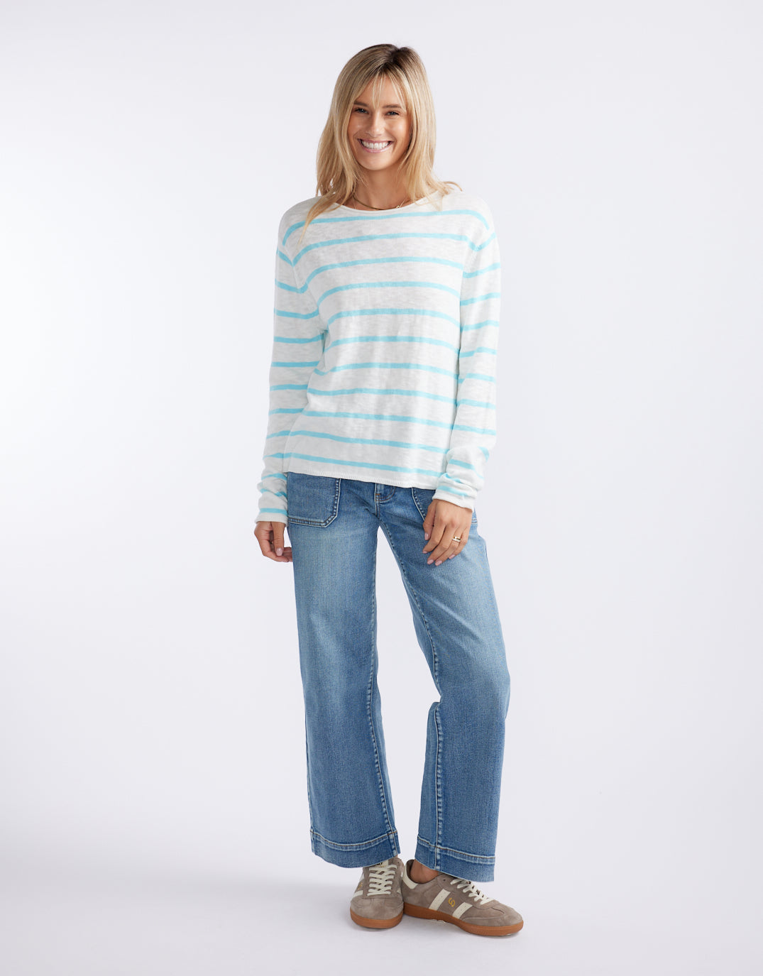 by FTL Harper Sweater- (White/Ice Blue)