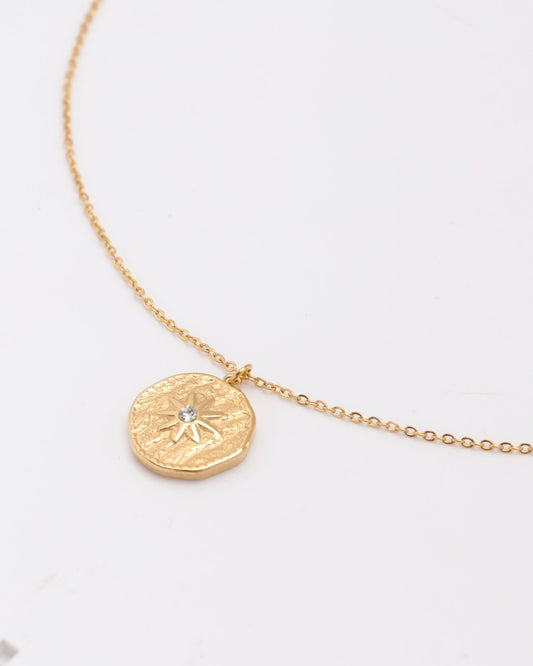 Heychic Celestia Star Coin Zirconia Necklace (Gold)