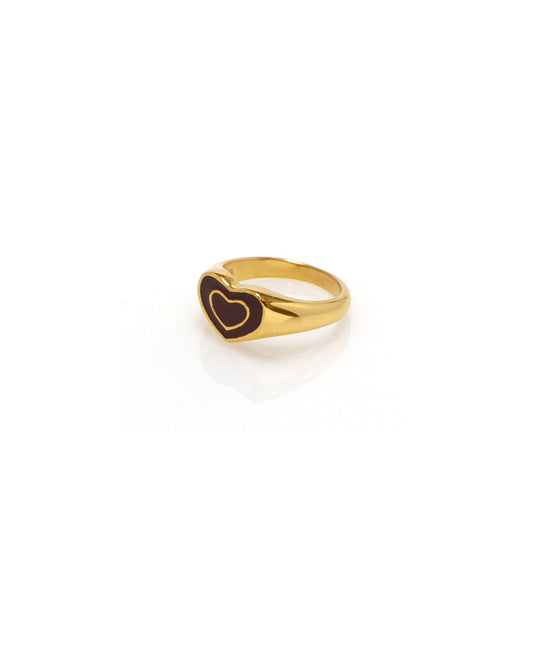 Heychic Heart Gold Ring (Brown)