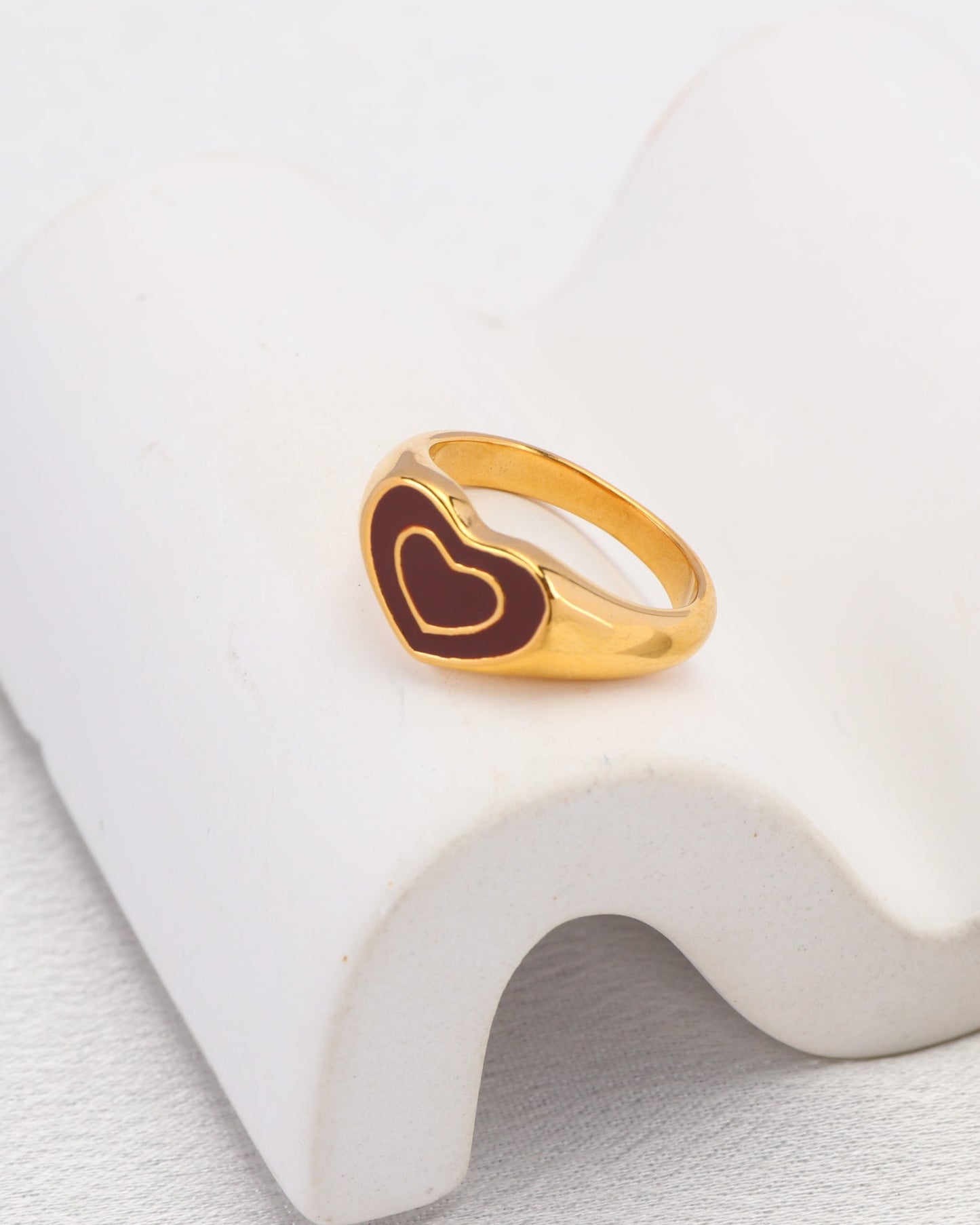 Heychic Heart Gold Ring (Brown)