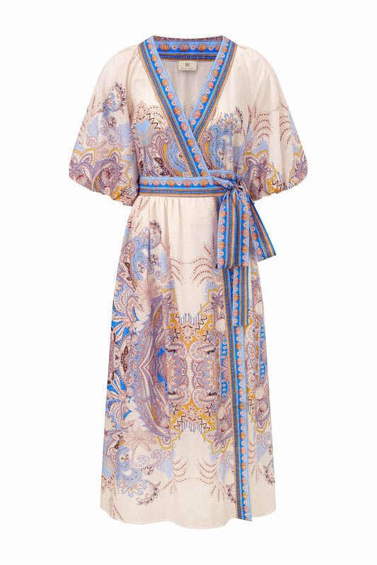 HEYCHIC Bondi Boho Wrap Maxi Dress (Blue)