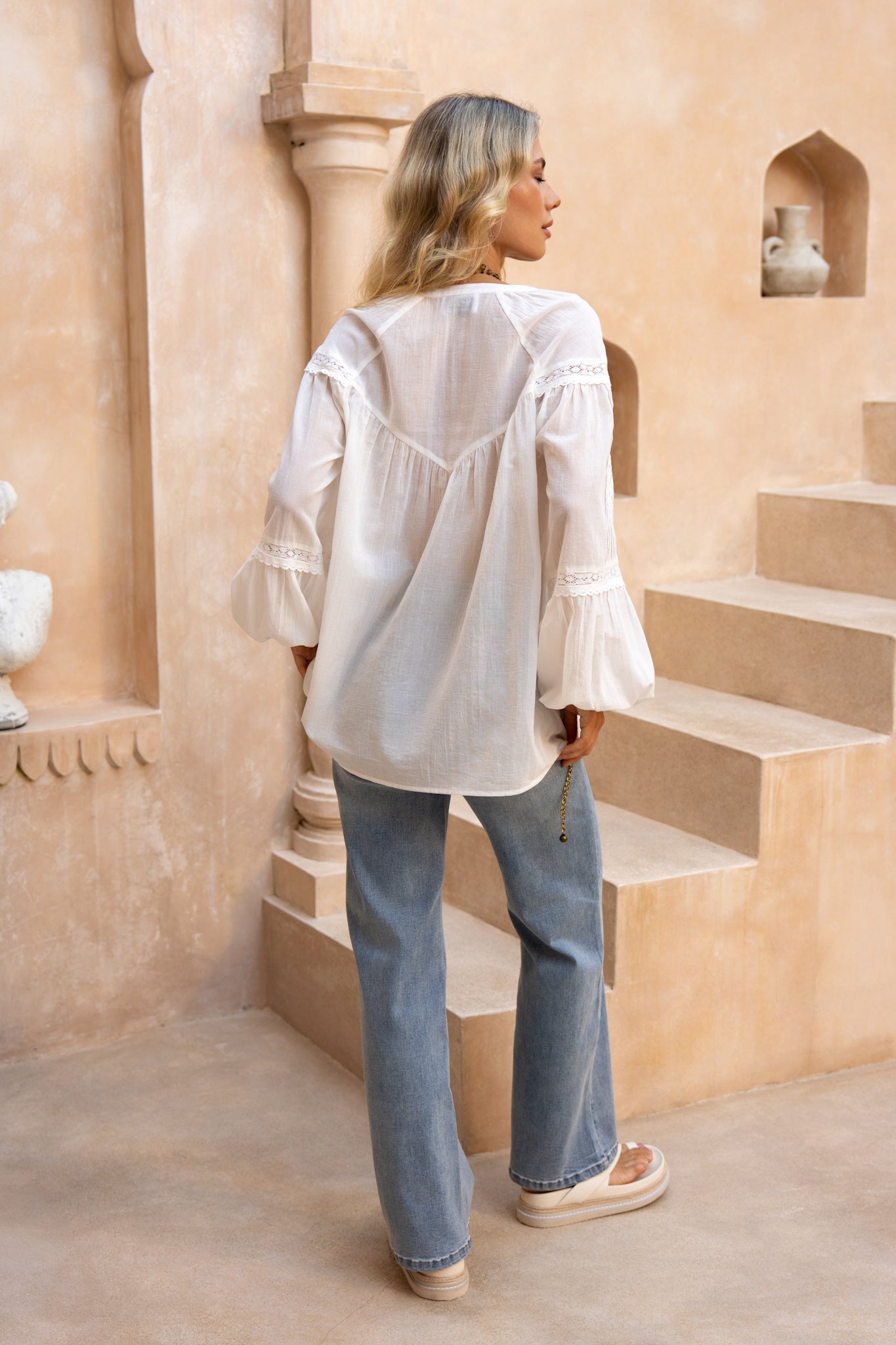 HEYCHIC Jenelle Off- Lace Blouse (White)
