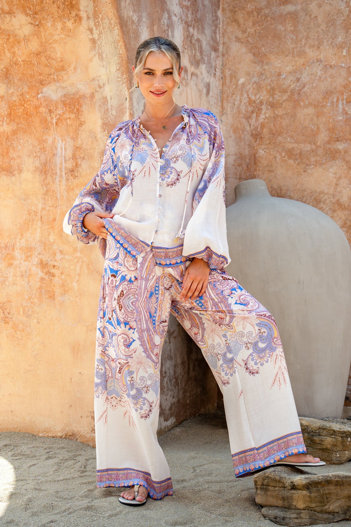 HEYCHIC Bondi Boho Blouse (Blue)