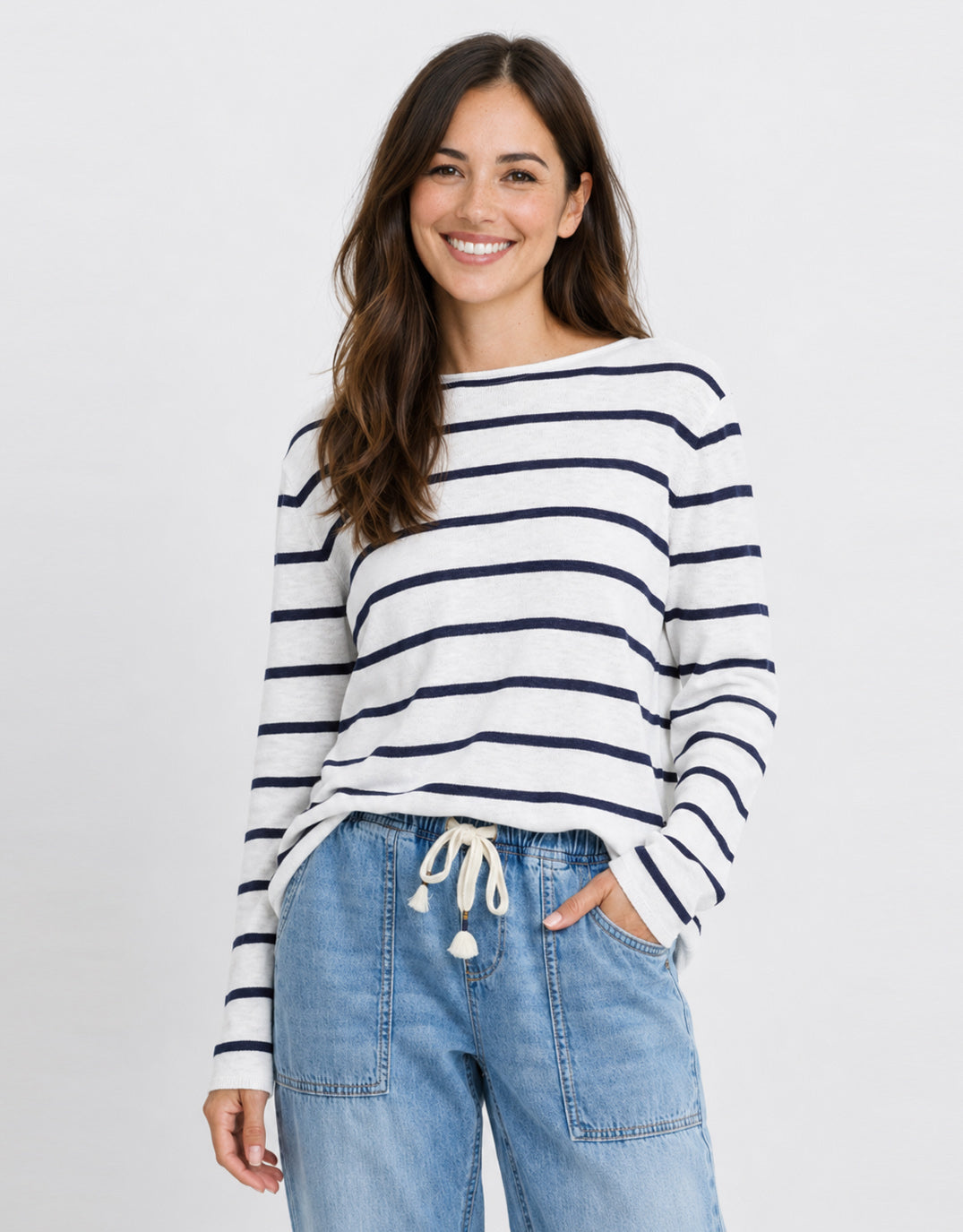 White by FTL Harper Sweater (Stripe)